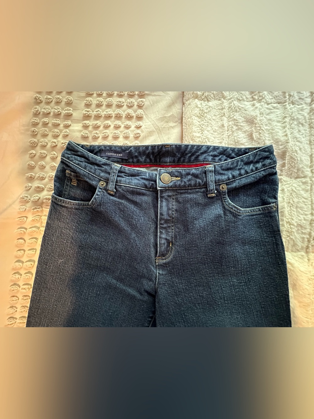 Womens Lands End Dark Blue Denim Jeans